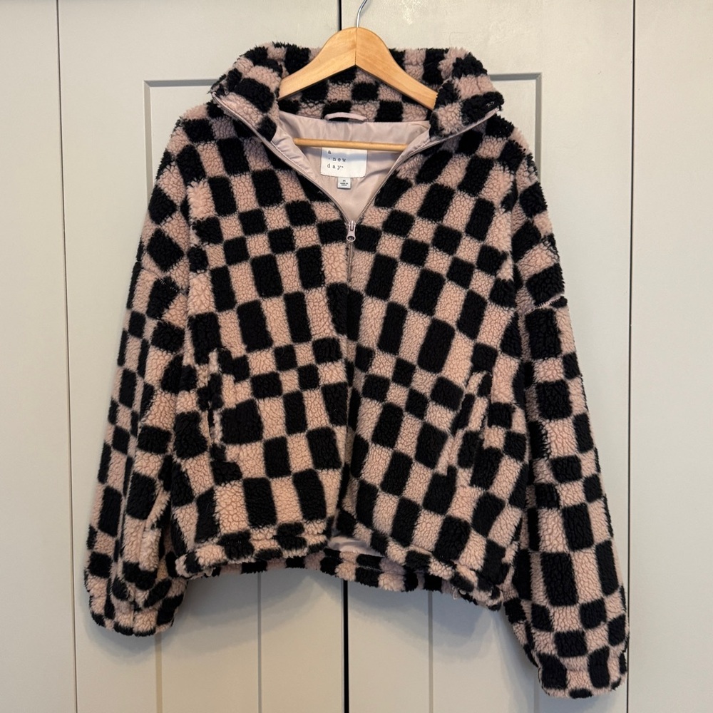 A New Day Checkered Sherpa Jacket | Cropped Fleece Zip-Up | Cozy Target Jacket